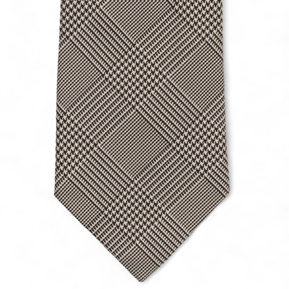 Polo Ralph Lauren Silk Neck Tie Taupe & Brown Houndstooth Handmade In Italy - Picture 2 of 10